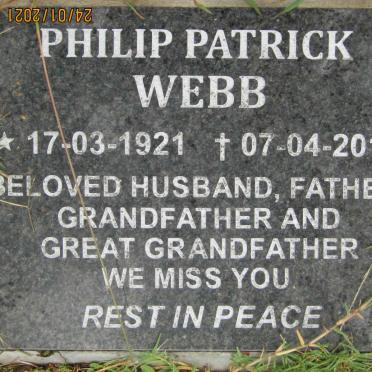 WEBB Philip Patrick 1921-2016