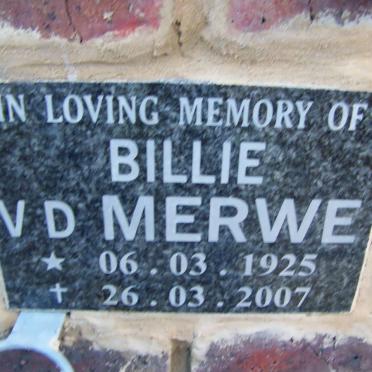 MERWE Billie, v.d. 1925-2007