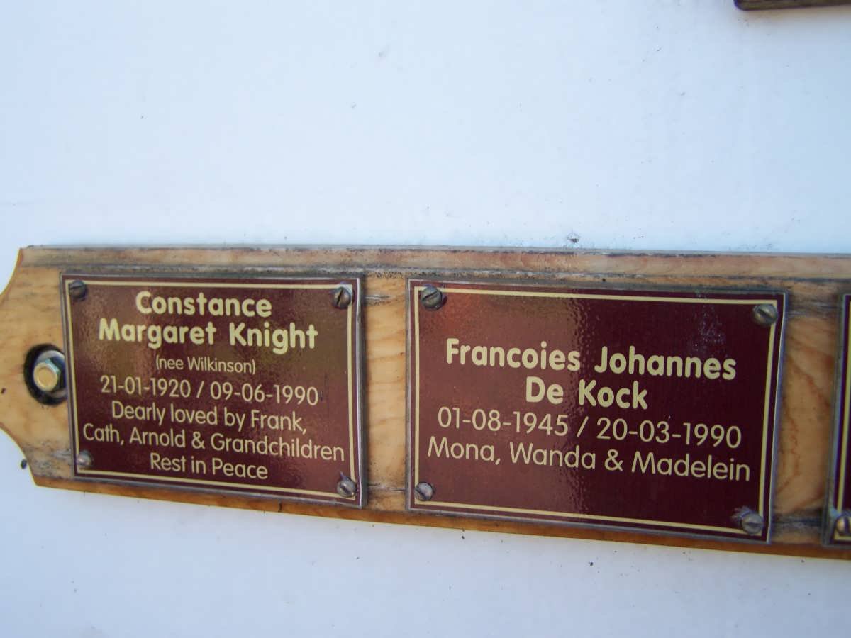 KNIGHT Constance Margaret nee WILKINSON 1920-1990 :: KOCK Francoies Johannes, de 1945-1990