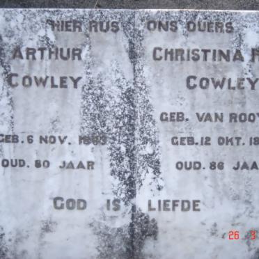 COWLEY Arthur 1863- &amp; Christina H.S.M. VAN ROOYEN 1863-