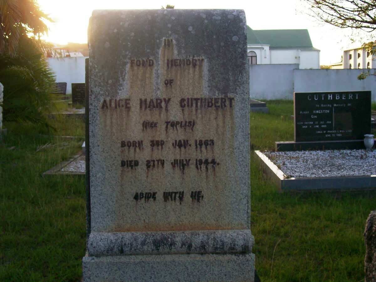 CUTHBERT Alice Mary nee TOPLIS 1863-1944