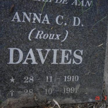 DAVIES Anna C.D. nee ROUX 1910-1991