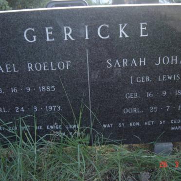 GERICKE Michael Roelof 1885-1973 &amp; Sarah Johanna LEWIS 1888-1972