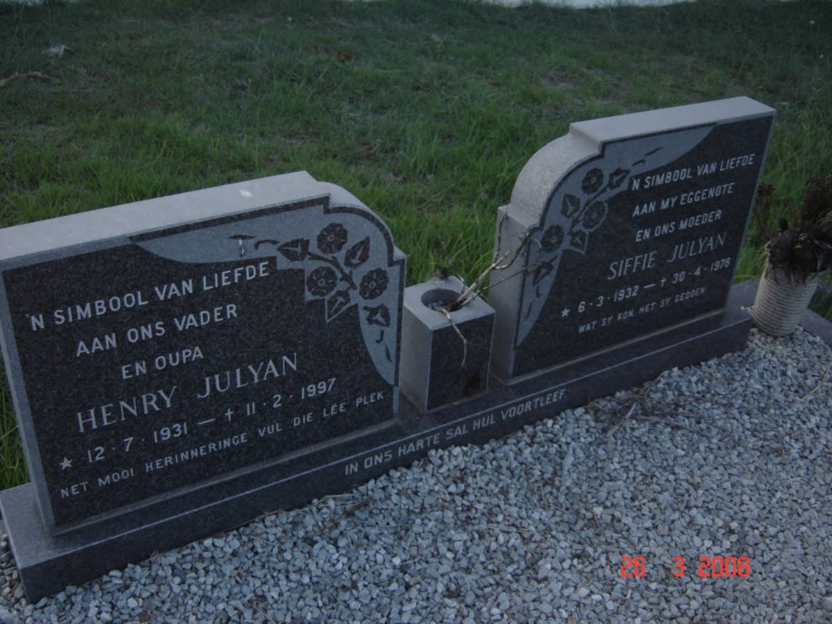 JULYAN Henry 1931-1997 &amp; Siffie 1932-1978
