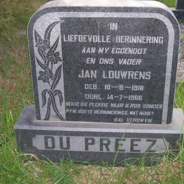 PREEZ Jan Lowrens, du 1916-1966