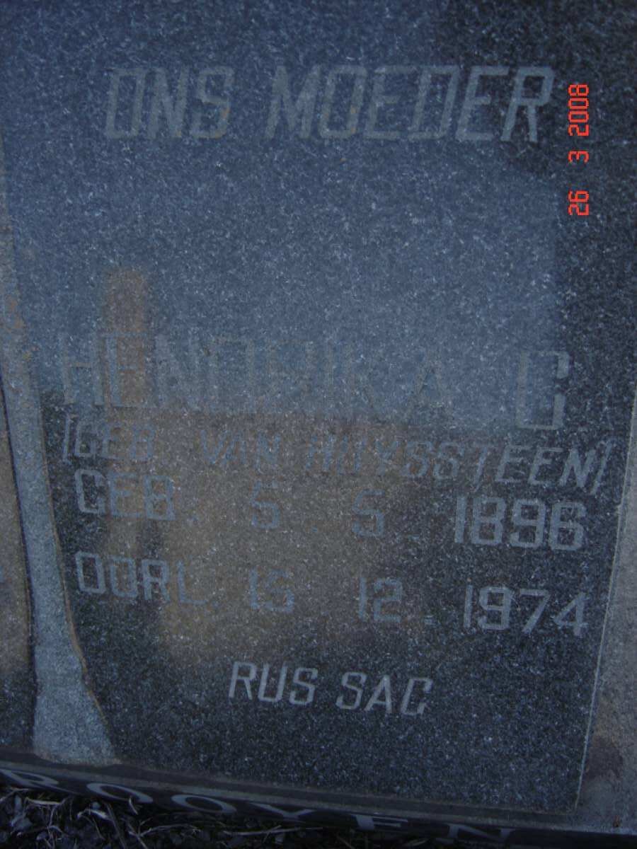 ROOYEN Hendrika C., van nee VAN HUYSTEEN 1896-1974