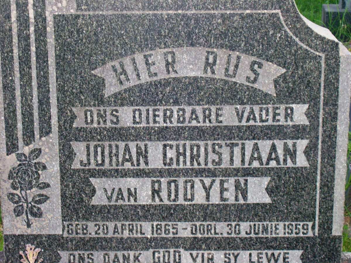 ROOYEN Johan Christiaan, van 1865-1959