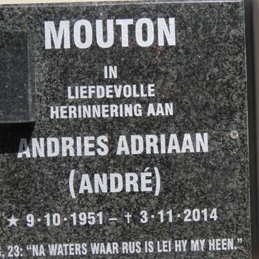 MOUTON Andries Adriaan 1951-2014
