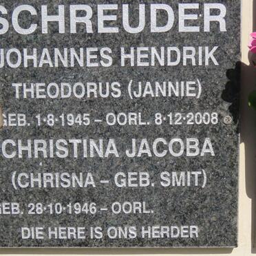 SCHREUDER Johannes Hendrik Theodorus 1945-2008 &amp; Christina Jacoba SMIT 1946-