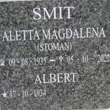 SMIT Albert 1934- &amp; Aletta Magdalena STOMAN 1935-2022