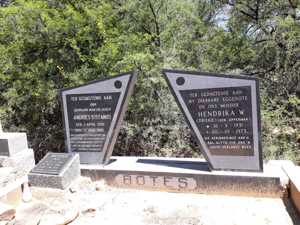 BOTES Andries Stefanus 1926-1968 &amp; Hendrika W. OPPERMAN 1931-1973