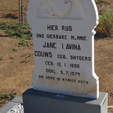 GOUWS Jane Lavina nee SNYDERS 1898-1974