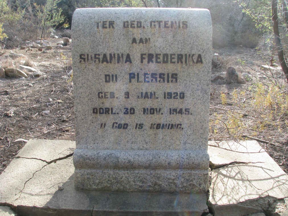 PLESSIS Susanna Frederika, du 1920-1945