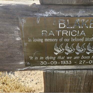 BLAKE Patricia Ann 1933-2012