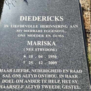 DIEDERICKS Mariska nee STRYDOM 1950-2009