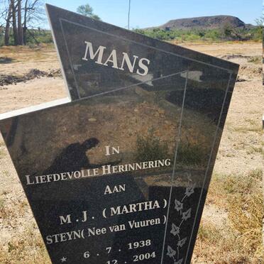 MANS M.J. voorheen STEYN nee VAN VUUREN 1938-2004