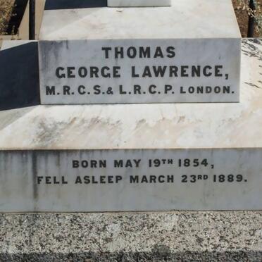 LAWRENCE Thomas George 1854-1889 