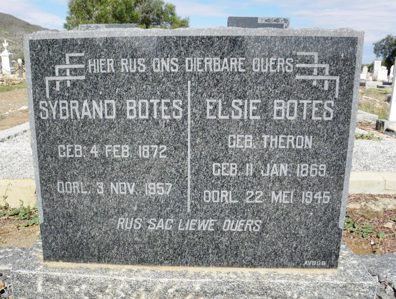 BOTES Sybrand 1872-1957 &amp; Elsie THERON 1869-1945