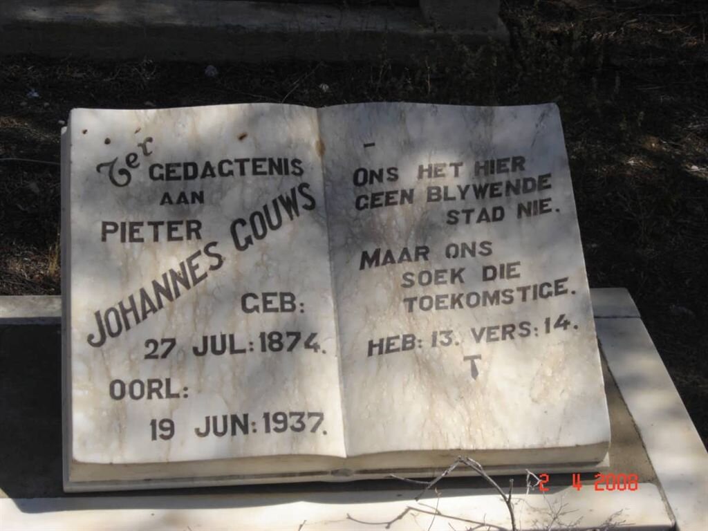 GOUWS Pieter Johannes 1874-1937