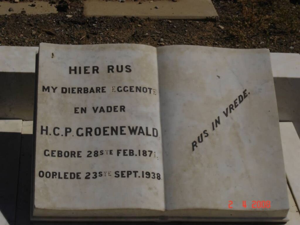 GROENEWALD H.C.P. 1871-1938