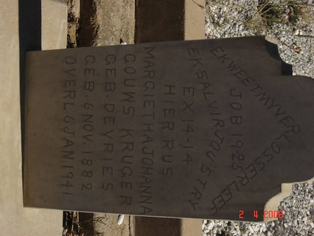KRUGER Magrietha Johanna Gouws nee DE VRIES 1882-1941