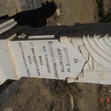 MOSTERT Antoinette Elizabeth nee GRIMBEEK 1859-1922