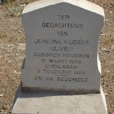 OLIVIER Johanna Klosina nee ROSSOUW 1850-1898