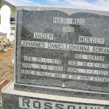 ROSSOUW Johannes Daniel 1879-1965 &amp; Johanna Adriana VENTER 1878-1920