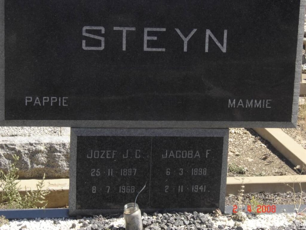 STEYN Jozef J.C. 1897-1968 &amp; Jacoba F. 1898-1941