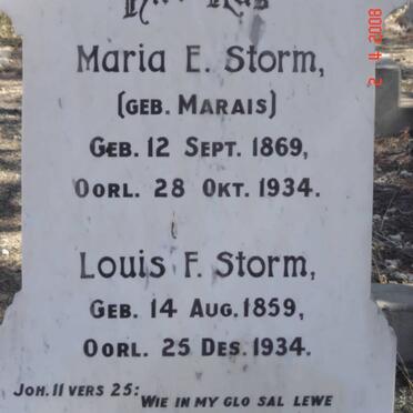 STORM Louis F. 1859-1934 &amp; Maria E. MARAIS 1869-1934
