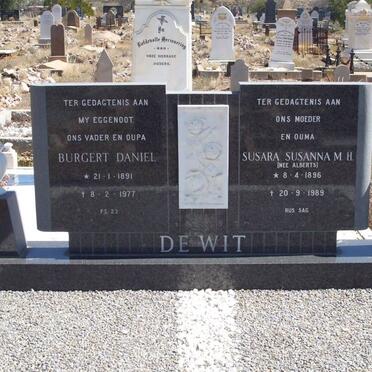 WIT Burgert Daniel, de 1891-1977 &amp; Susara Susanna M.H. ALBERTS 1896-1989