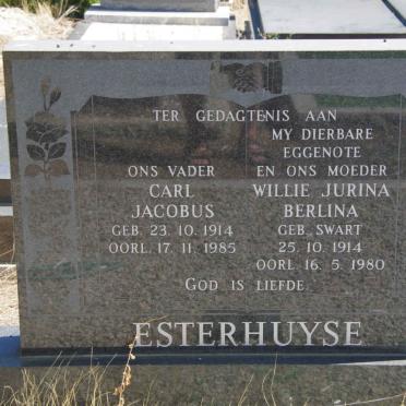 ESTERHUYSE Carl Jacobus 1914-1985 &amp; Willie Jurina Berlina SWART 1914-1980