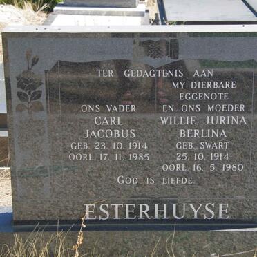 ESTERHUYSE Carl Jacobus 1914-1985 &amp; Willie Jurina Berlina SWART 1914-1980
