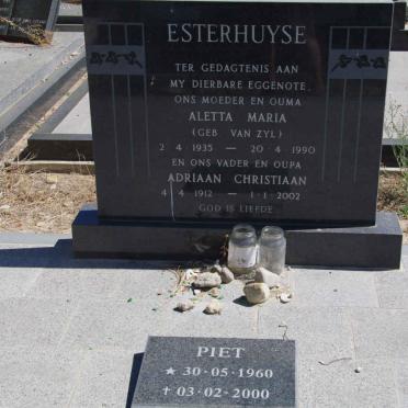 ESTERHUYSE Adriaan Christiaan 1912-2002 &amp; Aletta Maria van ZYL 1935-1990 :: ESTERHUYSE Piet 1960-2000