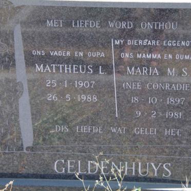 GELDENHUYS Mattheus L. 1907-1988 &amp; Maria M.S. CONRADIE 1897-1981