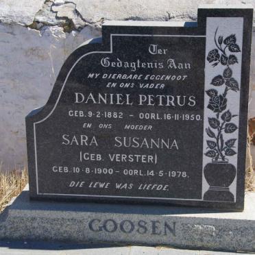GOOSEN Daniel Petrus 1882-1950 &amp; Sara Susanna VERSTER 1900-1978