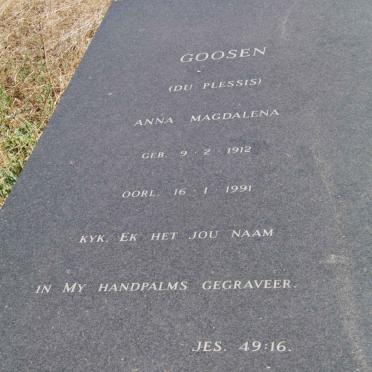 GOOSEN Anna Magdalena nee du PLESSIS 1912-1991