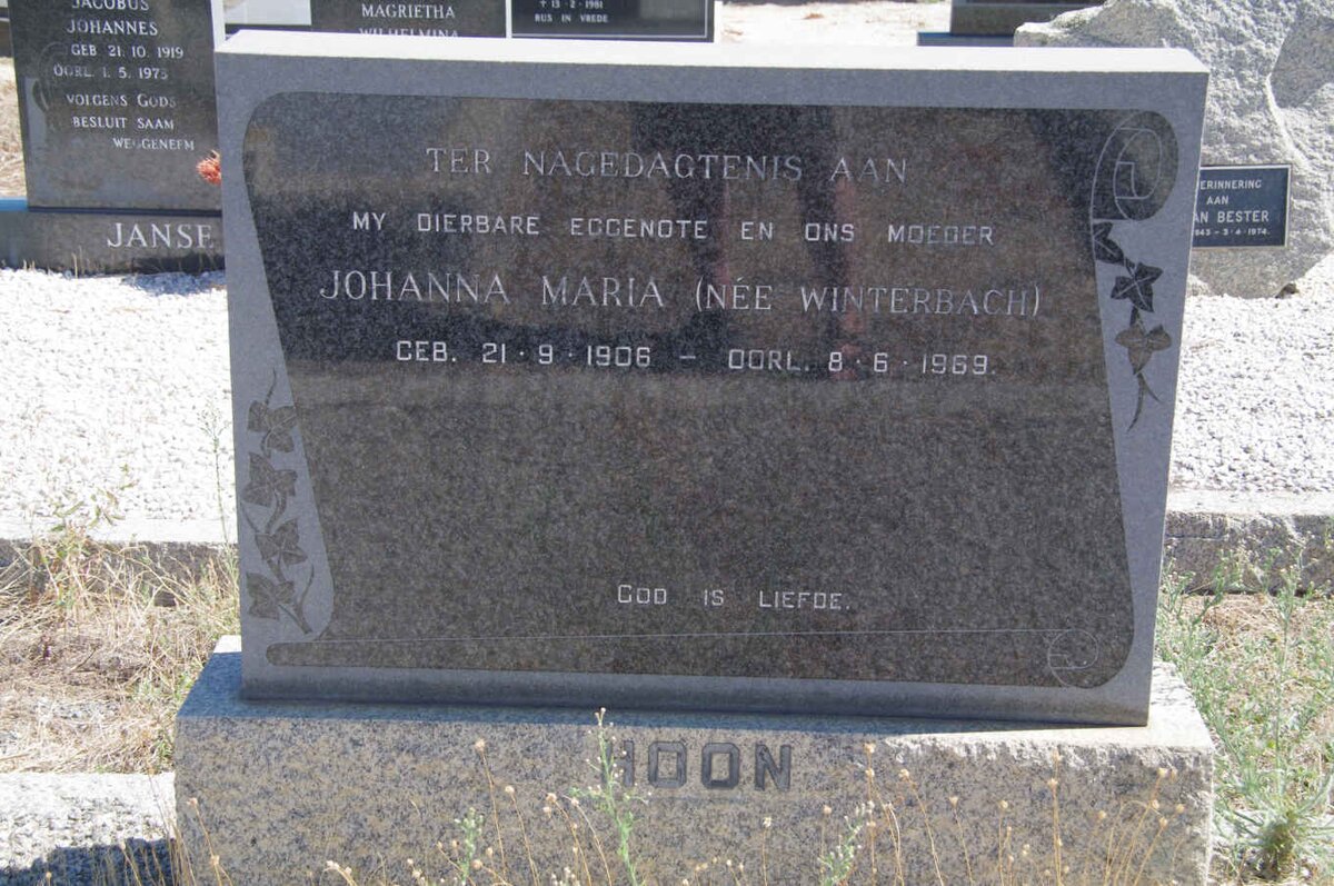 HOON Johanna Maria nee WINTERBACH 1906-1969