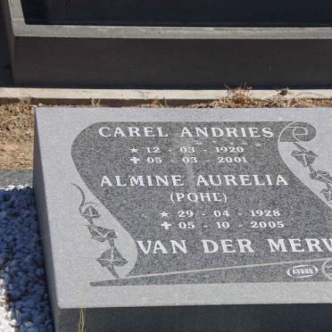 MERWE Carel Andries, van der 1920-2001 &amp; Almine Aurelia POHL 1928-2005