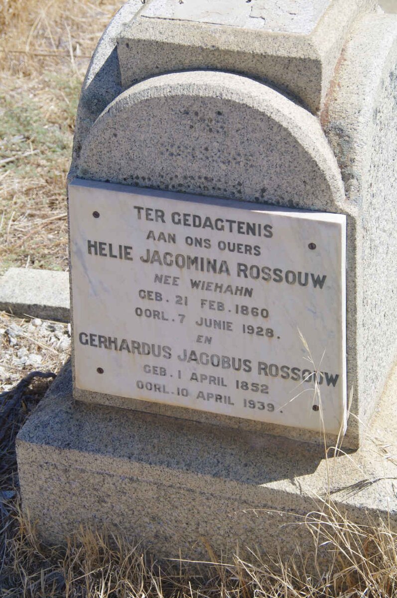 ROSSOUW Gerhardus Jacobus 1852-1939 &amp; Helie Jacomina WIEHAHN 1860-1928