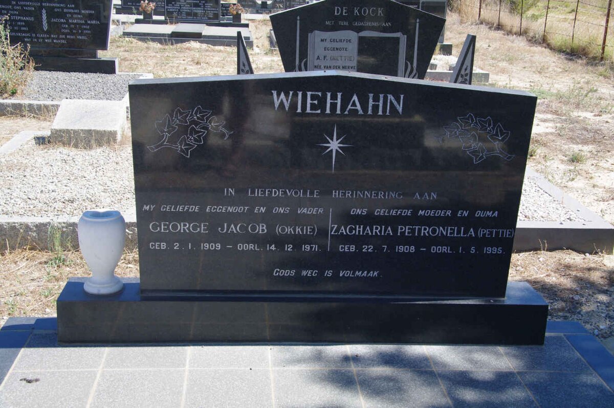 WIEHAHN George Jacob 1909-1971 &amp; Zacharia Petronella 1908-19?5