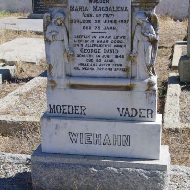 WIEHAHN George David -1946 &amp; Maria Magdalena du TOIT -1937