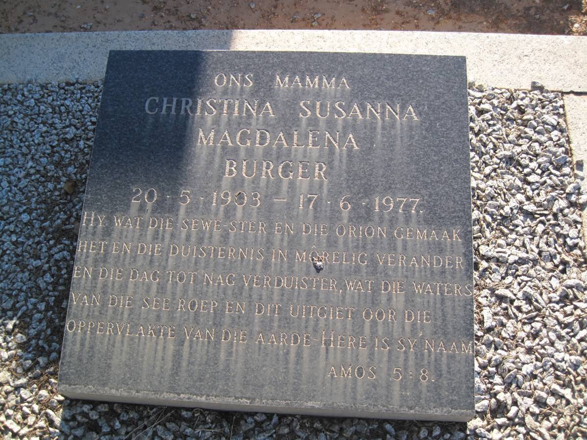 BURGER Christina Susanna Magdalena 1903-1977