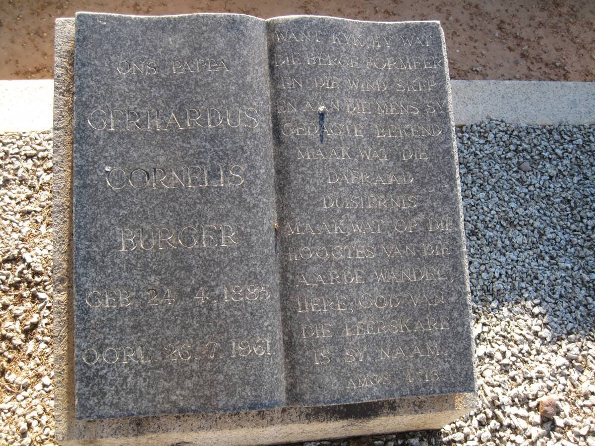 BURGER Gerhardus Cornelis 1885-1961