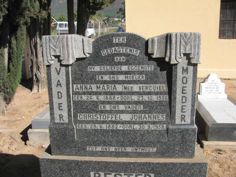 BESTER Christoffel Johannes 1882-1958 &amp; Anna Maria VERCUIEL 1888-1956