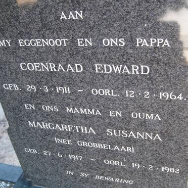 GREUNEN Coenraad Edward, van 1911-1964 &amp; Margaretha Susanna GROBBELAAR 1917-1982 