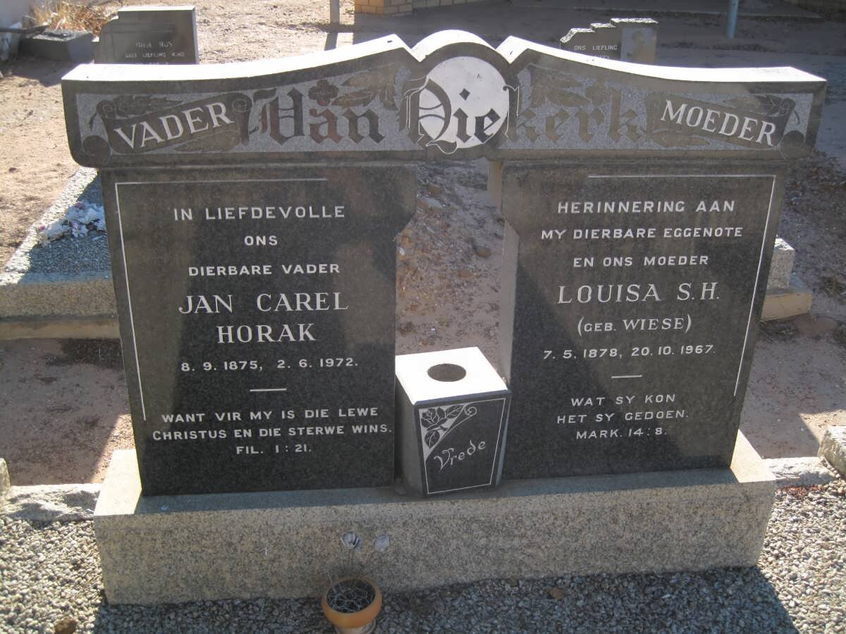 HORAK Jan Carel 1875-1972 &amp; Louisa S.H. WIESE 1878-1967