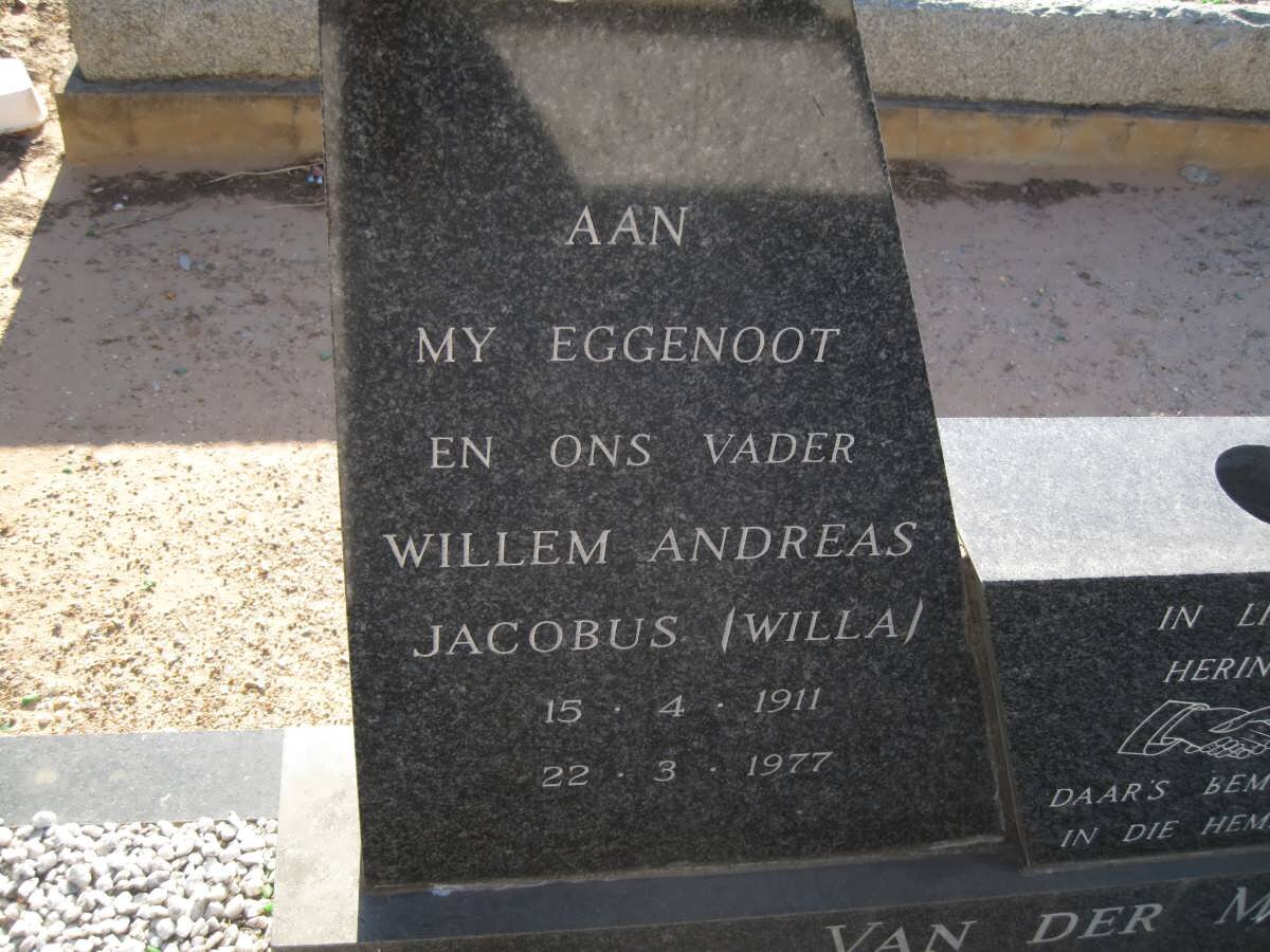 MERWE Willem Andreas Jacobus, van der 1911-1977