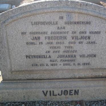 VILJOEN Jan Frederik -1943 &amp; Petronella Johanna HAMMAN 1882-1958