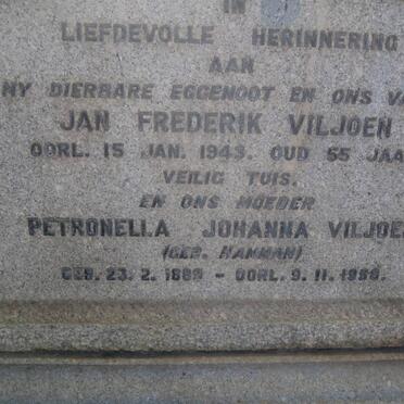 VILJOEN Jan Frederik -1943 &amp; Petronella Johanna HAMMAN 1882-1958